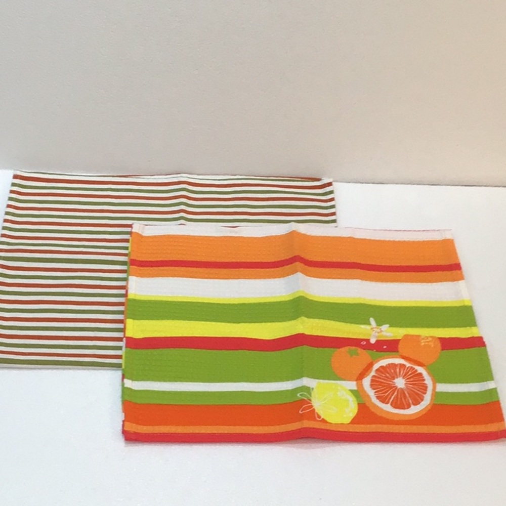 New!  Disney Citrus Hidden Mickey & Chef’s Quarters TWO kitchen towels